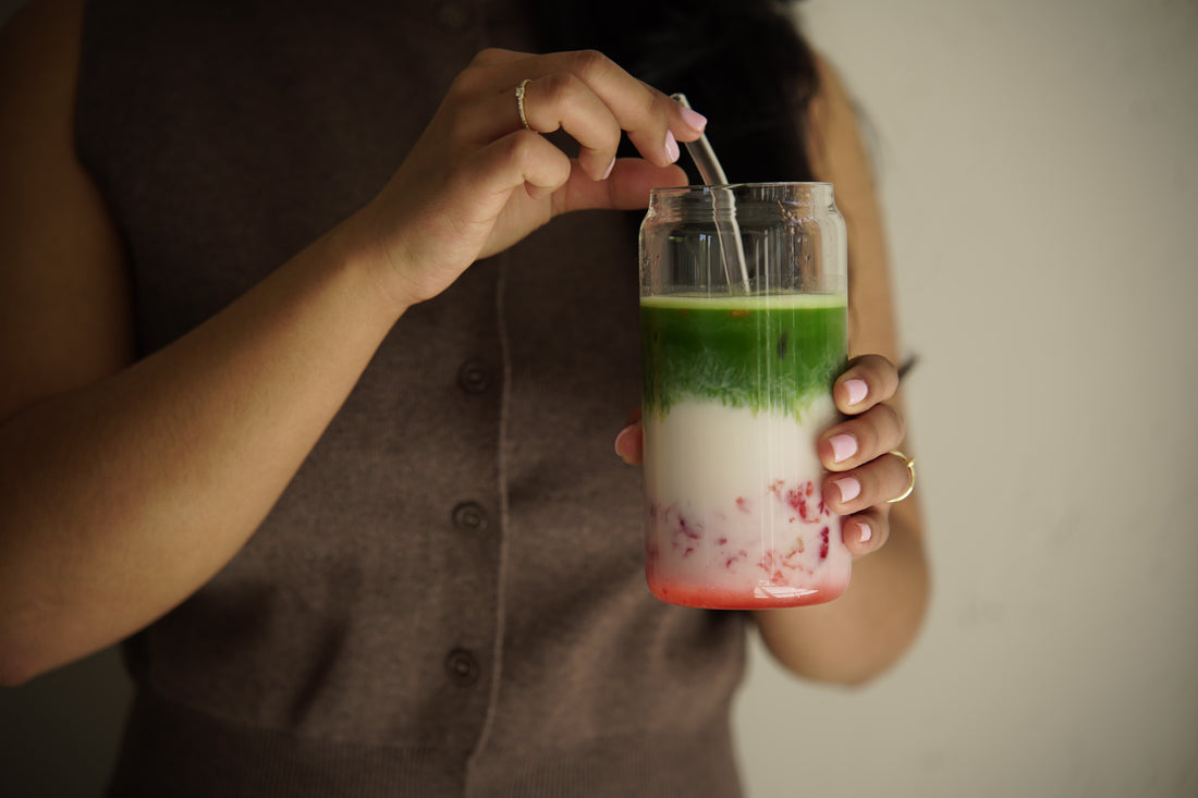 Homemade strawberry syrup Matcha