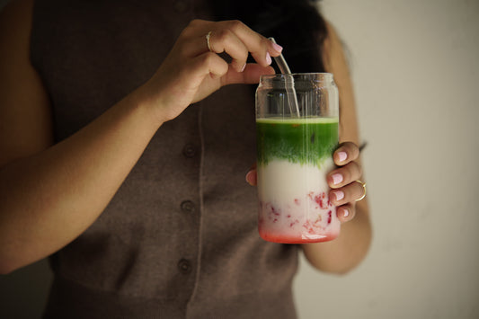 Homemade strawberry syrup Matcha